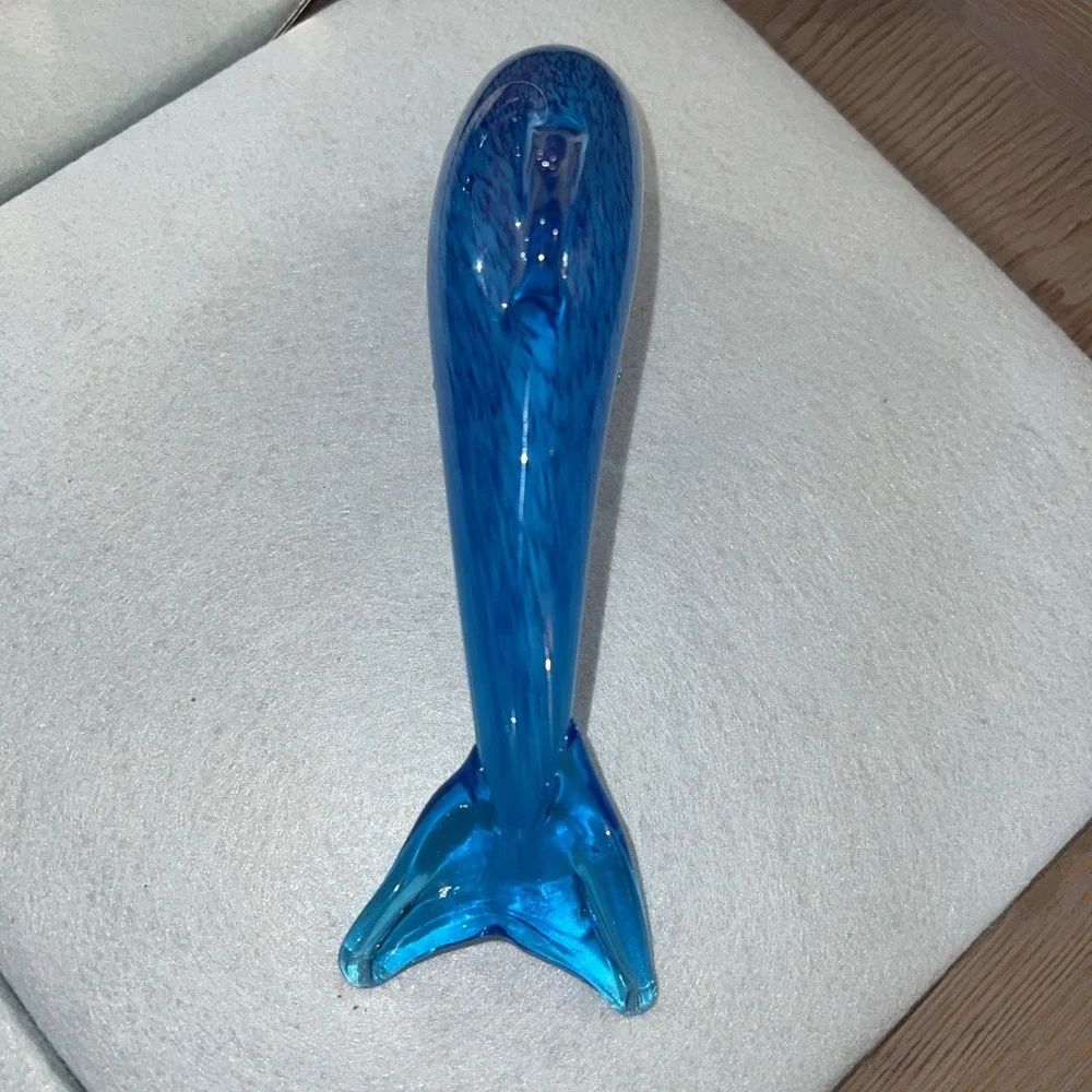 BLUE GLASS JUMPING DOLPHIN-Turquoise Blues-Table‎ Decor-Ocean-Beach Decor